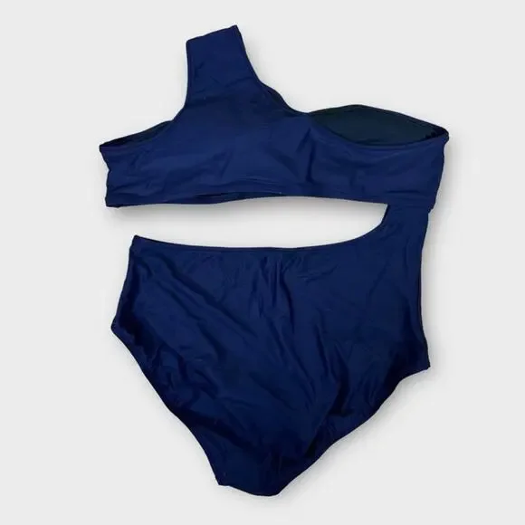 J. Crew Cut Out Full Coverage One Piece Swimsuit with Buttons Navy Size 22 - Picture 9 of 11